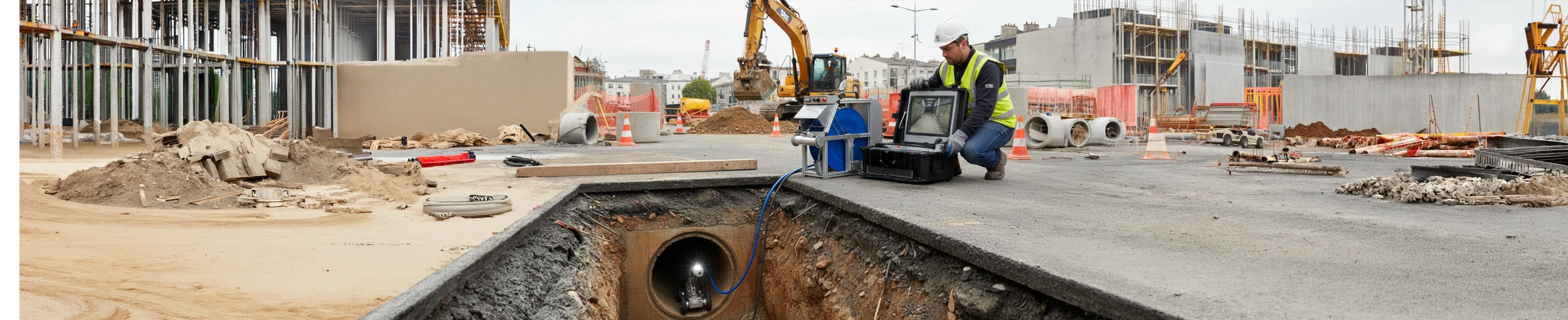 Robot caméra d'inspection de canalisation 300 AX AGM TEC en intervention ITV sur réseau d'assainissement